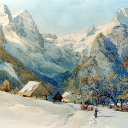 Winter landscape with figures